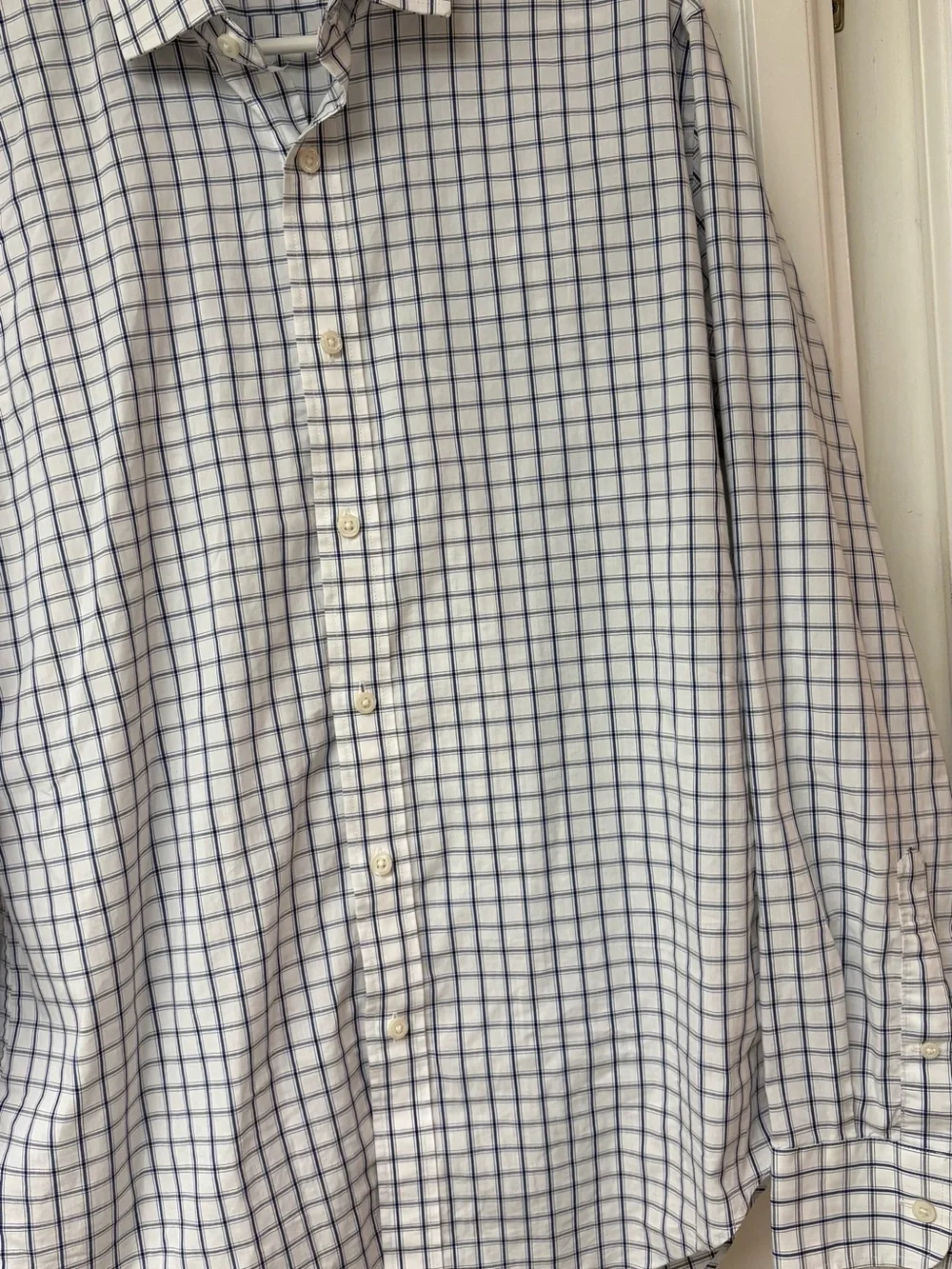 J. Crew White Dress Shirt with Blue Windowpane Grid